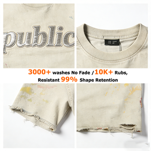 เสื้อยืดคอตตอนหนา 280GSM ทรงวินเทจ ตัวอักษรปักแบบเรียบ ทรงบ็อกซี่ ไหล่ตก รับทำโลโก้ตามสั่ง เสื้อยืดเปล่า OEM - Product Image 2