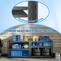 Étagères de rangement en acier à 3 niveaux avec design multifonctionnel, finition thermolaquée pour outils de garage, rayonnage à palettes