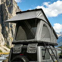 Tente de toit pliable triangulaire à coque dure en aluminium pour 2 personnes, installation rapide en 30 secondes, 4 saisons, pour SUV 4x4