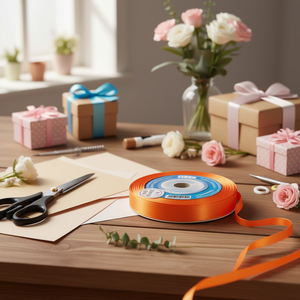 ริบบิ้นผ้าซาตินอิลัน 1.0 ม. 25 หลา สีส้ม D12 - Product Image 2