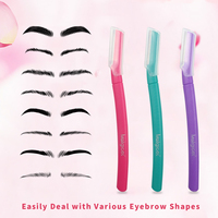 Rasoir à sourcils professionnel en acier inoxydable à manche incliné, outil d'épilation aiguisé et sûr, accessoire de beauté durable pour la vente en gros
