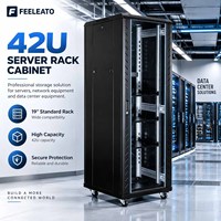 Rak Kabinet Server Pusat Data Baja SPCC 42U 19 Inci Anti Debu Premium untuk Stabilitas, Perlindungan IP20, Pintu Kaca Tempered