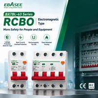 Disjoncteur différentiel électromagnétique EBASEE Type AC RCBO 30mA 16A 20A 25A 32A 40A 50A 63A 3P+N avec protection contre les surintensités