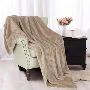 Individuelle leichte weiche warme Waffel strukturierte Schiefer-Fleece-Decke Überwurf-Decke für Couch