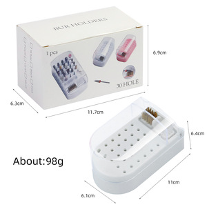 2025 mới 30 lỗ khoan móng tay bit lưu trữ hiển thị đứng trường hợp 2-trong-1 với làm sạch bàn chải hình vuông - Product Image 5