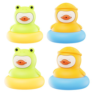 Jouet de bain en forme de grenouille et de canard avec anneau flottant pour nourrissons et tout-petits de 0 à 3 ans, jouet aquatique unisexe - Product Image 5