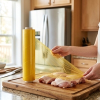 Bon marché Prix PVC Cling Film avec Cutter pour Alimentaire Plastique Cling Film Alimentaire Wrap Film Étirable Wrap garder les aliments frais usine