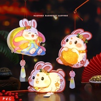Lanternes de la Fête de la Mi-Automne en PVC imperméable, lumineuses, en forme de lapin de dessin animé, faites à la main, vente en gros