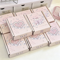 Boîtes rigides mignonnes en forme de chat rose de dessin animé, petites boîtes d'expédition portables, laminage brillant, gaufrage pour emballage cadeau, cadres photo