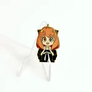 No Minimum High Quality Cheap Custom Metal Zinc Alloy Gold Pin Badges Anya Cute Girl Anime Brooch Spy x Family Hard Enamel Pins