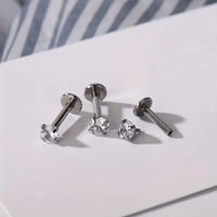 Classique ASTM F136 Titane Piercing Labret, Anneau de Lèvre, Clou d'Oreille CZ 16G, Bijou de Piercing Corporel pour Oreille, Tragus, Cartilage, Hélix