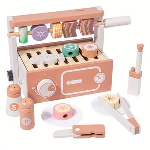 Ensemble de cuisine en bois pour enfants avec brochettes de barbecue simulées pour garçons et filles de 4 à 6 ans, jouet éducatif - Product Image 5