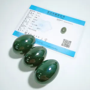 3-teiliges Set mit Anweisungen natürliche Jade polierte Yoni-Eier gebohrt