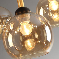 Lustre Américain Design Moderne de Luxe, Personnalisé, Grande Boule en Verre Transparent, pour Salon