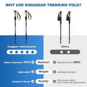 Kinggear Outdoor3-section teleskopik tongkat Trekking mendaki tongkat berjalan aluminium tongkat Trekking - Product Image 3
