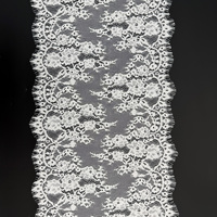 Dentelle florale YY de haute qualité, 100% nylon, bordure en dentelle blanche brodée, tissu en dentelle pour vêtements de mariée et textiles de maison