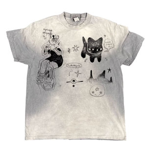 Camiseta de Manga Corta con Cuello Redondo, Unisex, para Estudiantes, Diseño Original con Gato Pintado con Spray, 100% Algodón, 230g - Product Image 2