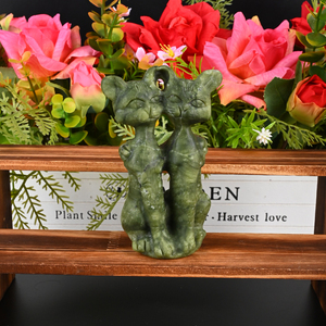 Offre Spéciale : Figurine de chat jumeau sculptée à la main en cristal naturel, statue de couple de chats en pierre précieuse, sculpture animale pour souvenir - Product Image 5