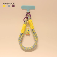 Dragonne de téléphone en cordon tressé fait main, porte-clés 2-en-1, avec breloque oiseau mignon Kawaii, accessoire anti-chute, cadeau, vente en gros, personnalisable