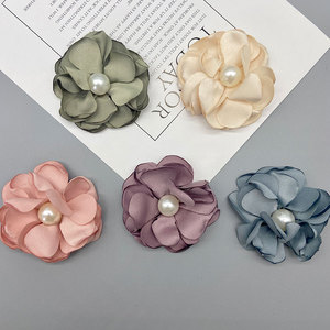 Fabric Pearl Camellia Flower Hair <b>Accessories</b> 5cm Korean Style <b>Wedding</b> Decorations For Clothing Shoes Bags - Product Image 3