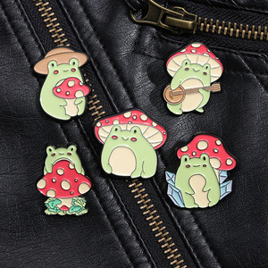 Creative Cute Frog &amp; Mushroom Enamel Pin Set | Designer Animal Metal Brooch Collection | Cross-Border <strong>Best</strong>-Selling Accessories - Product Image 2