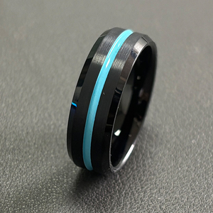 ALIN Bán Buôn Mens Thiên Thạch Galaxy <span class=keywords><strong>Opal</strong></span> Nhẫn Đen Tungsten Carbide Nhẫn Cưới Cho Nam Giới Khắc Nhẫn - Product Image 2