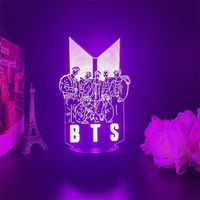 Lampu Malam Akrilik USB B T S Bangtan Boys Foto Grup Logo Merchandise Dukungan Penggemar Cetak Sablon Sutra Warna-warni Berdiri Kpop