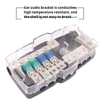 Accessoires de modification audio de voiture Boîte à fusibles en alliage de zinc Porte-fusibles à lumière LED Boîte de séparation à quatre voies/deux entrées et quatre sorties Support de soudage