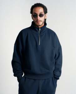 Sudadera con capucha en blanco con logotipo personalizado orgánico ultra pesado para correr, respetuoso con el medio ambiente, con hombros caídos, sudaderas con cremallera de gran tamaño - Product Image 4