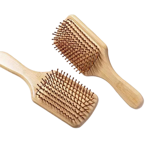 Personalized LOGO Hair Detangling <b>Scalp</b> <b>Brush</b> Wooden Bamboo Paddle Air Cushion Home Use Comfortable Elegant Design - Product Image 2