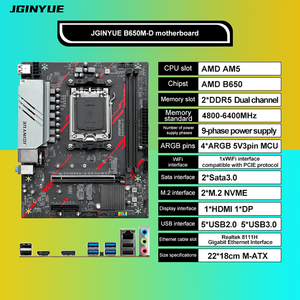 Placa-<span class=keywords><strong>M</strong></span>ãe Micro-ATX JGINYUE B650M-D Suporta Processadores das Séries AM5 7000/8000/9000 com RAM DDR5 para Desktop Gamer - Product Image 1