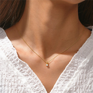 CANNER Korean Simple Four Claw Zircon 18K Gold Plated Sterling Silver Women's Jewelry Set Necklace <b>Stud</b> Earrings Wedding Party - Product Image 4