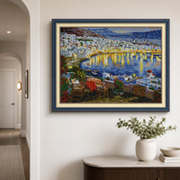 Kits de broderie au point de croix DIY, paysage nocturne de la côte méditerranéenne, ensemble de broderie 11/14/16CT, décoration murale pour la maison