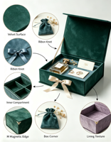 Boîte cadeau rigide simple et écologique, recyclable et réutilisable, avec rangement multi-compartiments intégré pour bijoux et coffret de parfums