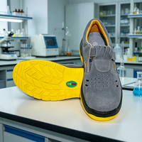 Nouvelle Chaussure de Sécurité d'Été en PU Respirant avec Tige en Toile Véritable, Embout en Acier Robuste, Antistatique et Anti-perforation pour Usine