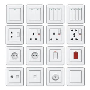 Traditional modular frame wall socket double uk standard wall sockets switches with lights