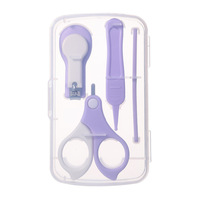 Kit de soins des ongles pour bébé de haute qualité en gros, 4 pièces, ensemble de manucure et de pédicure avec étui en plastique, ciseaux, cadeau de beauté parfait pour les nourrissons