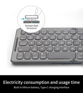 Hỗ trợ điện thoại/máy tính xách tay/<span class=keywords><strong>PC</strong></span> thiết bị kết nối gấp có thể sạc lại Bluetooth mỏng Bàn phím di động không dây màu xám bàn phím - Product Image 4