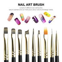 Canni Nouveau Pinceau Professionnel Noir pour Nail Art 9 Styles Stylo à Gel UV