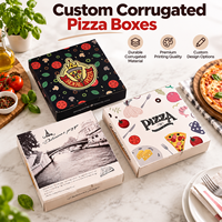 Boîte à pizza personnalisée de luxe, finition mate, papier ondulé épaissi, marques artisanales, revêtement anti-graisse