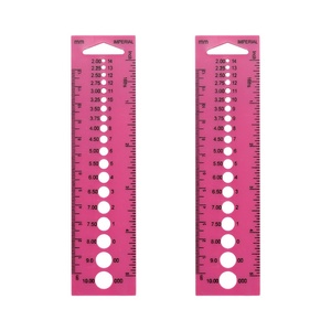 Regla de costura de plástico rosa de doble escala, herramienta auxiliar de tejer con medición de aguja para ropa de sastrería DIY - Product Image 5