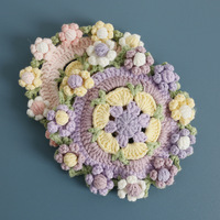 Sous-verre floral au crochet fait main, motif fleur 3D, tapis de tasse tricoté, décoration de table au crochet, sous-verre mignon fait main pour tasses
