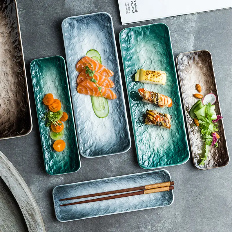 Multicolor Optionele Fabriek Groothandel Keramische Sushi Plaat Japanse Dessertbord Voor Dagelijks Gebruik