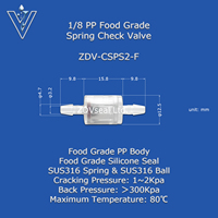ZDVseal PVDF de qualité alimentaire PP clapet anti-retour à ressort SUS316 raccords de robinet à tournant sphérique tuyau connecter Mini clapet anti-retour en plastique 1/8 "3/16" 1/4"