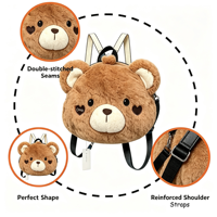 Sac à dos en peluche ours brun mignon, sac personnalisé en forme d'animal de dessin animé pour enfants, idéal pour l'école, les voyages, cadeau d'anniversaire pour enfants, OEM disponible