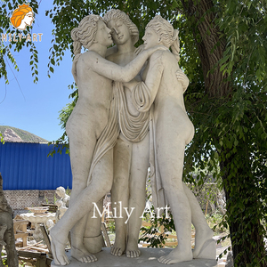 Statua delle Tre Grazie in Marmo Naturale di Qualità Museale MLY, Scultura Intagliata a Mano della Dea della <span class=keywords><strong>Mitologia</strong></span> <span class=keywords><strong>Greca</strong></span> a Grandezza Naturale per Villa di Lusso - Product Image 6
