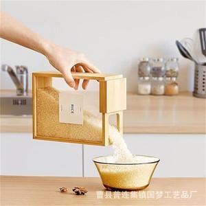 Caja de Almacenamiento de Madera con Tapa, Rectangular, Color Madera Natural, para Arroz - Product Image 2