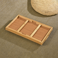 Plateau de petit-déjeuner individuel en bambou naturel laqué, avec pieds et poignées pliables, pour salon
