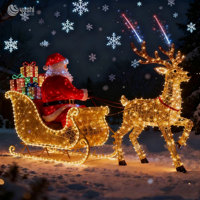 Affichage lumineux LED géant de traîneau de Noël avec Père Noël et rennes pour spectacles de lanternes festifs dans les parcs à thème et événements de fin d'année