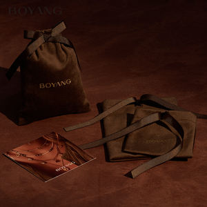 Pochette cadeau de luxe personnalisée avec logo Boyang, sac d'emballage en velours pour bijoux avec cordon de serrage - Product Image 4